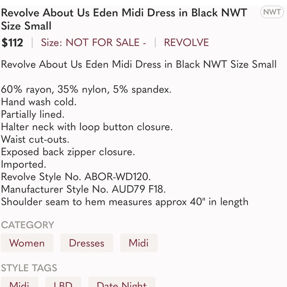 REVOLVE x About Us Black Dress - S - Picture 4 of 5